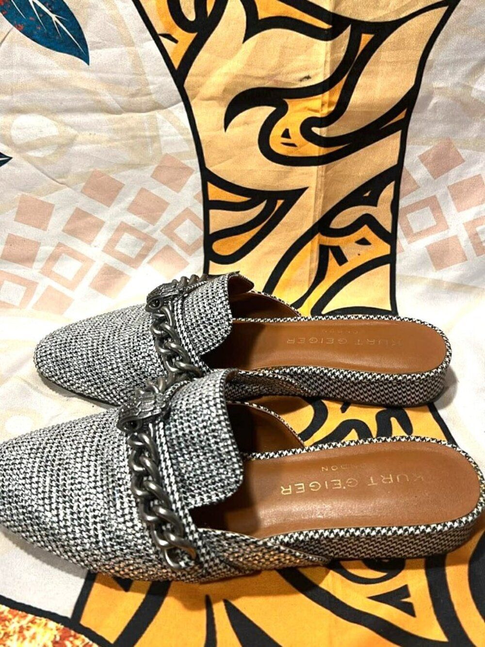 Kurt Geiger London Sparkly Woven Chain Mules – Size 36.5 (US 6–6.5)